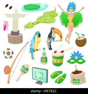 Brasilien-Icons set, cartoon-Stil Stock Vektor