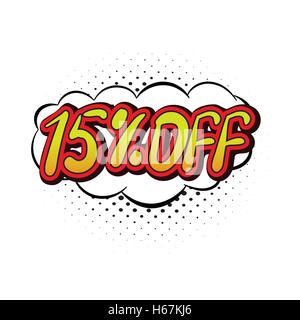 15 Prozent Rabatt auf Comics-Symbol Stock Vektor