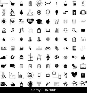 100 schwarze Bildung Icons set Stock Vektor