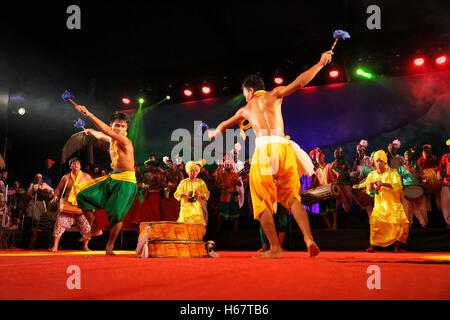 Dhol Tanz, Manipur, Indien Stockfoto