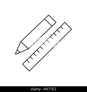 Bleistift mit Lineal Liniensymbol Stock Vektor