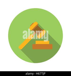 Hammer der Gerechtigkeit flache Symbol Stock Vektor