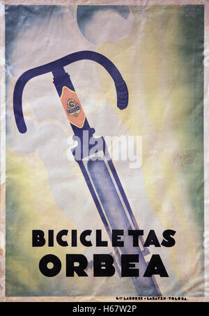 Bicicicletas Orbea.EIN spanisches Vintage Fahrradposter Stockfoto