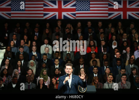 Matthew Barzun, Botschafter der Vereinigten Staaten, dem Vereinigten Königreich, in London zu sprechen. April 2016. Stockfoto