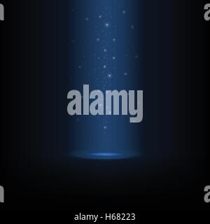 Glühende Sternenstaub fällt von oben auf die glühenden Szene. Stock Vektor