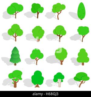 Baum Icons Set, isometrischen 3d Stil Stock Vektor