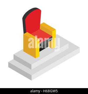 Roten Thron isometrischen 3d Symbol Stock Vektor