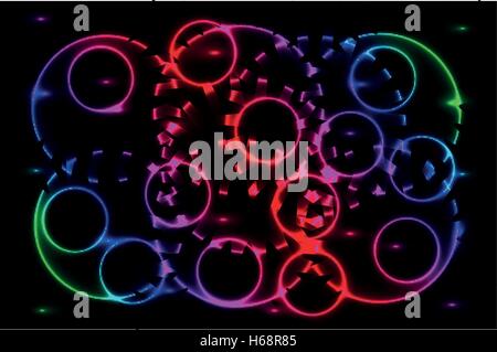 farbig leuchtende Ringe, abstrakten Hintergrund hell leuchtende Ringe, Stock Vektor