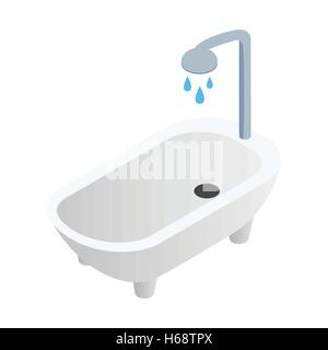 Badewanne mit Dusche isometrischen 3d Symbol Stock Vektor