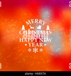 Weihnachten und Neujahr Grußkarte. Vektor-Illustration. Der Hintergrund jedoch unscharf. Verschneite rote Straße mit Lichtern. Tapete. Stock Vektor
