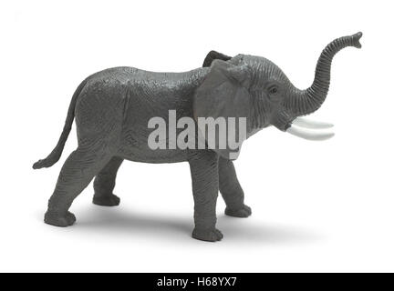 Graue Kunststoff-Spielzeug Elefant, Isolated on White Background. Stockfoto