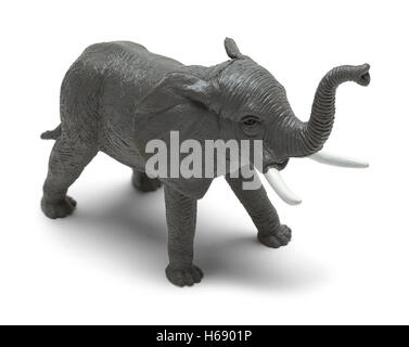 Graue Kunststoff-Spielzeug Elefant, Isolated on White Background. Stockfoto
