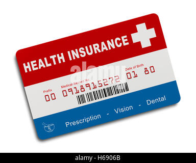 Amerikanische Krankenversicherungskarte Isolated on White Background. Stockfoto