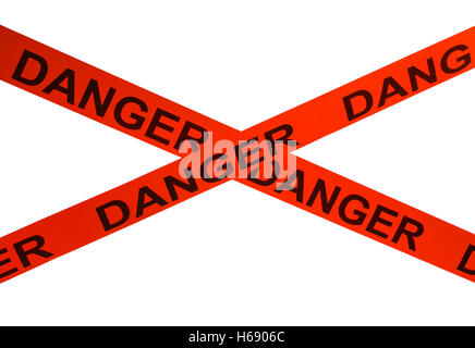 Orange Gefahr Cordon Tape Isolated on White Background. Stockfoto