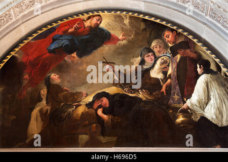 BRESCIA, Italien - 22. Mai 2016: Das Gemälde der Tod von St. Theresia von Avila in Chiesa di San Pietro in Olvieto Stockfoto