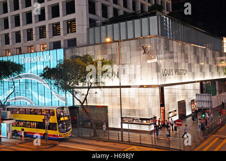 Tiffany & Co und Louis Vuitton Boutiquen Hong Kong Insel China Stockfoto