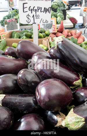 Auberginen für Verkauf, Union Square Farmers' Market, NYC Stockfoto