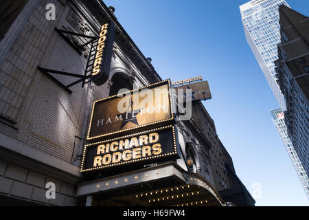 "Hamilton" Festzelt an der Richard RodgersTheatre, Times Square, New York, USA Stockfoto