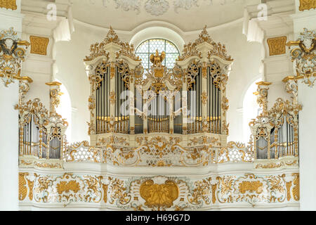 Wallfahrtskirche Wies Kirchenorgel, Steingaden, Bayern, Bayern Stockfoto