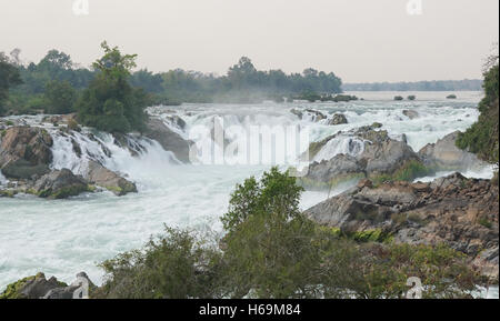 Khone Phapeng Wasserfälle, Mekong-Fluss, Laos, Asien Stockfoto