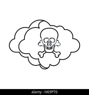 Wolke mit Skull &amp; Bones-Symbol, Umriss-Stil Stock Vektor