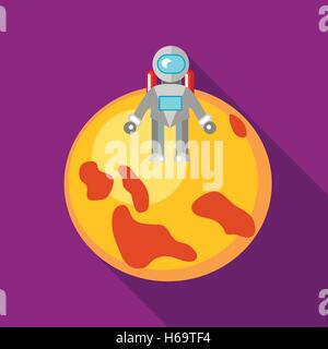 Astronauten auf den Mond-Symbol im flachen Stil Stock Vektor