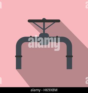 Pipeline mit Ventil und Handrad flache Symbol Stock Vektor