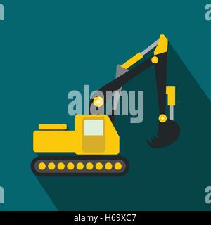 Flache gelbe Bagger-Symbol Stock Vektor