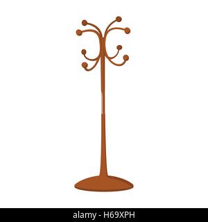 Hölzerne Mantel Rack Cartoon Ikone Stock Vektor