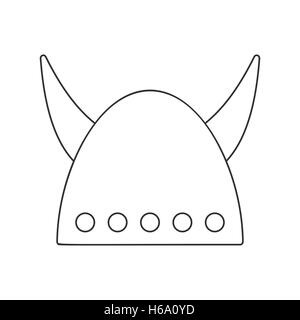 Wikinger-Helm mit großen Hörnern dünne Liniensymbol Stock Vektor