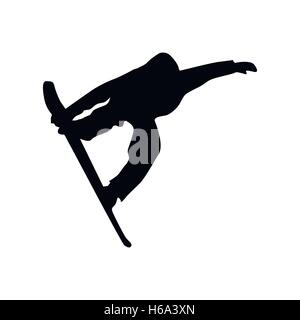 Snowboarder schwarze silhouette Stock Vektor