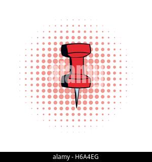 Rot Push-Pin-Comics-Symbol Stock Vektor