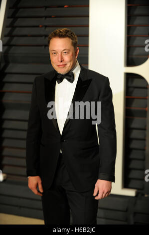 Elon Musk besucht die 2015 Vanity Fair Oscar Party hosted by Graydon Carter im Wallis Annenberg Center für darstellende Künste am 22. Februar 2015 in Beverly Hills, Kalifornien. Stockfoto