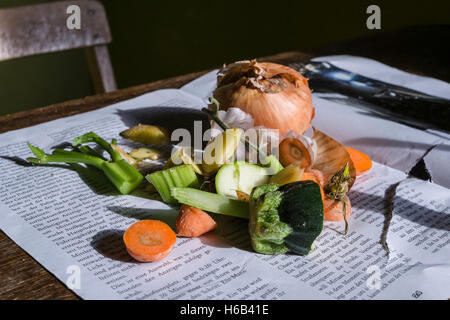 Vorbereitung einer Gemüseeintopf Stockfoto