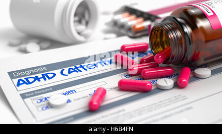 ADHS - Satz in der Medizingeschichte. 3D. Stockfoto