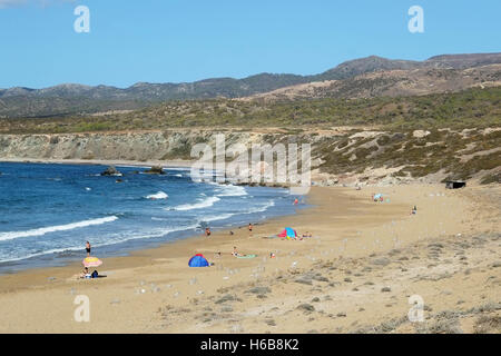 Geschützten Bereich um Schildkröte Nistplätze am Lara Strand auf der Akamas-Halbinsel, Republik Zypern Stockfoto