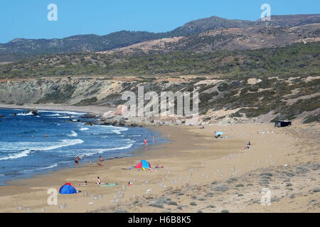 Geschützten Bereich um Schildkröte Nistplätze am Lara Strand auf der Akamas-Halbinsel, Republik Zypern Stockfoto