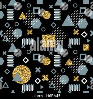 Trendige Memphis Karten. Nahtlose Muster. Retro-Stil Textur, Muster und geometrische Elemente. Moderne abstrakte Design Plakat, Abdeckung, Kartendesign. Stock Vektor