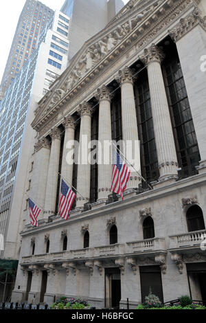 Der New Yorker Börse Gebäude, Broad Street, Manhattan, New York, Vereinigte Staaten. Stockfoto