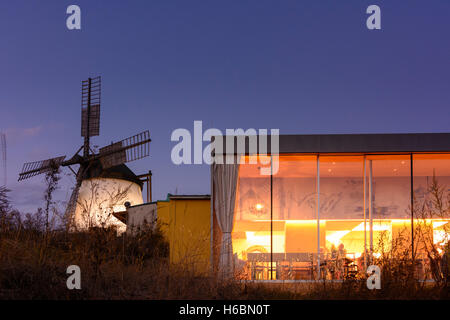 Retz: Windmühle, Windmühle, "Windmühlheuriger" Heuriger Wein Restaurant, Weinviertel, Niederösterreich, Niederösterreich, Österreich Stockfoto