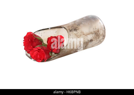 Rote Blumen in Glas Stockfoto