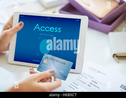 Tippen Sie auf ID Zugang Cyber Digital Security Grafikkonzept Stockfoto