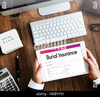 Bestattung Versicherungsformular politisches Konzept Stockfoto