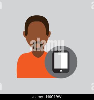 Man afrikanische Technologie Smartphone Icon Design Grafik isoliert Stock Vektor