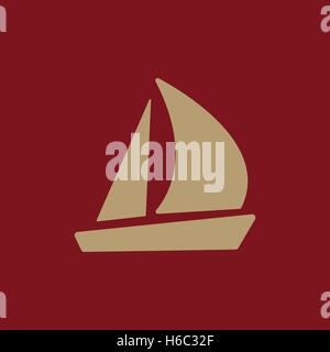 Das Segelboot-Symbol. Segeln-Schiff-Symbol. Wohnung Stock Vektor
