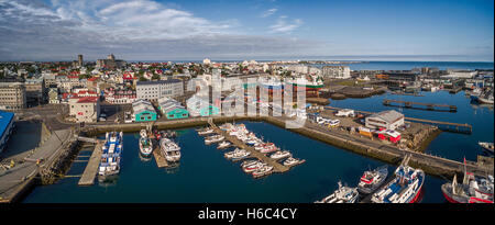 Draufsicht der Reykjavik Hafen, Reykjavik Stockfoto