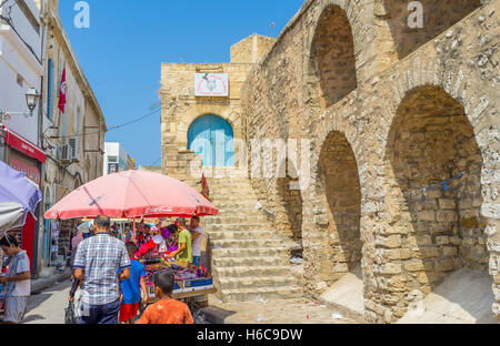 Die Treppe führt auf die Oberseite der Zitadelle Umfassungsmauer Medina Stockfoto