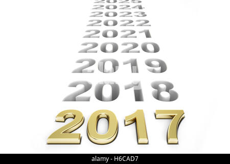Neue Jahr 2017 Konzept, 3D-Rendering isolierten auf weißen Hintergrund Stockfoto