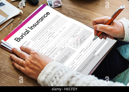 Bestattung Versicherungsformular politisches Konzept Stockfoto
