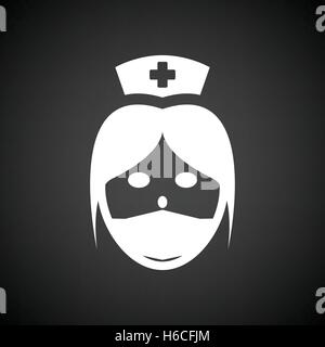Krankenschwester-Kopf-Symbol. Schwarzer Hintergrund mit weißen. Vektor-Illustration. Stock Vektor
